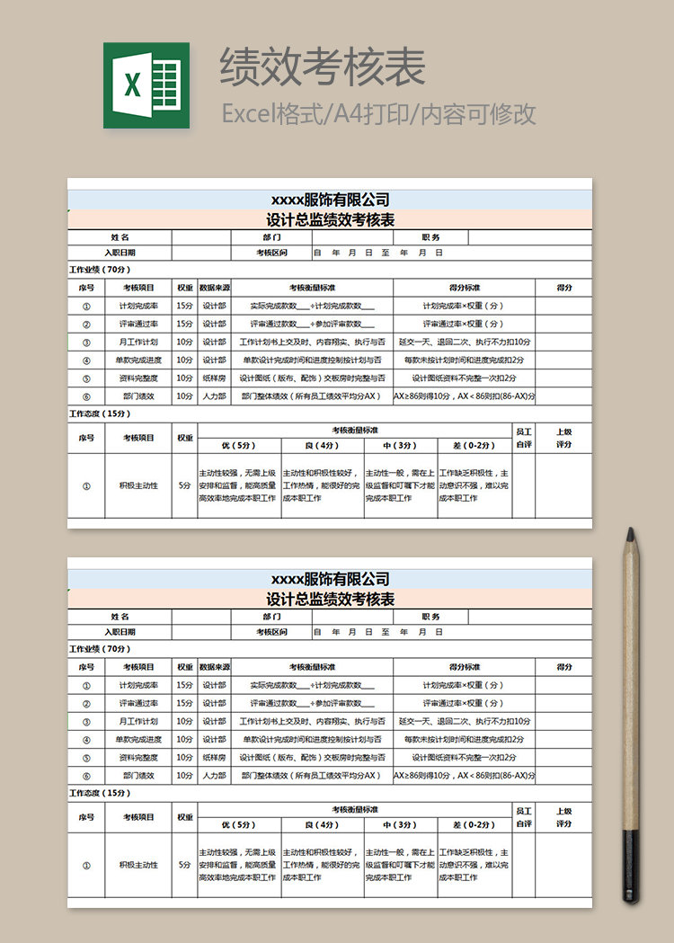 設(shè)計總監(jiān)績效考核表