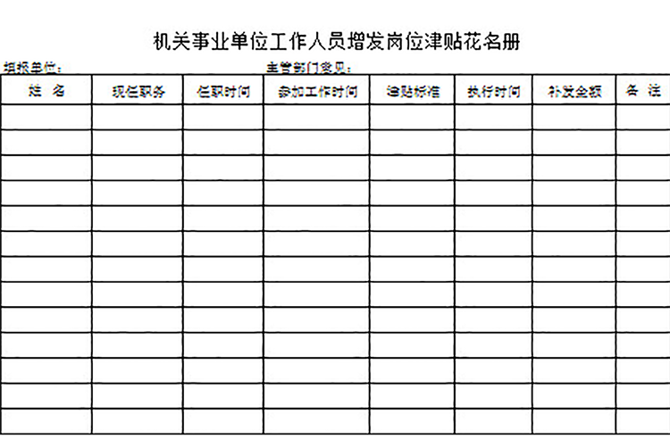 事業(yè)單位工作人員崗位津貼花名冊(cè)-1