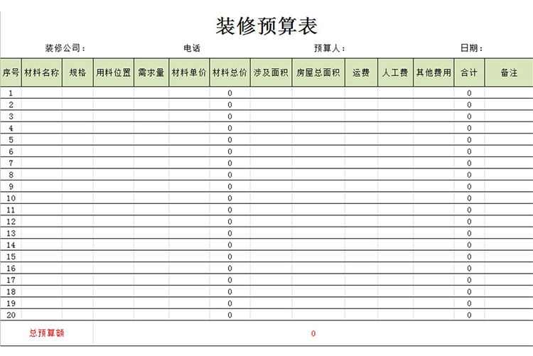 豪華裝修預算表-1