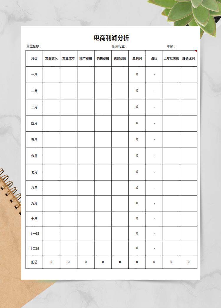 電商利潤(rùn)分析表