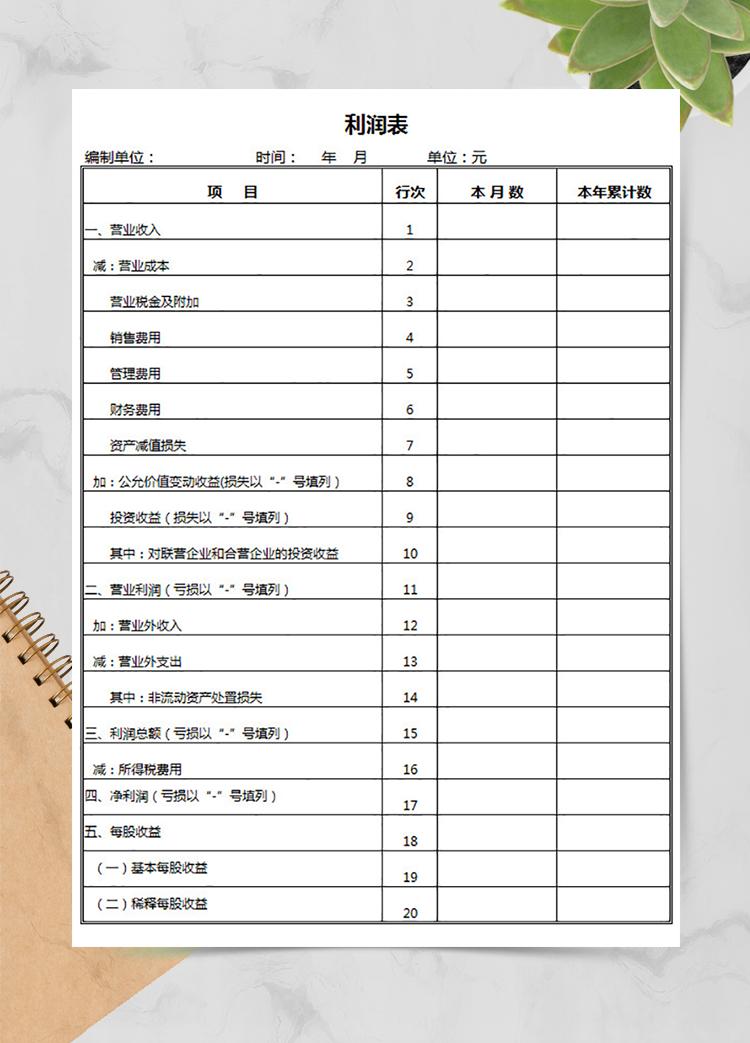 簡(jiǎn)單通用利潤(rùn)表
