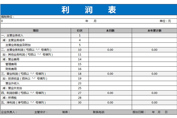 藍色通用利潤表-1
