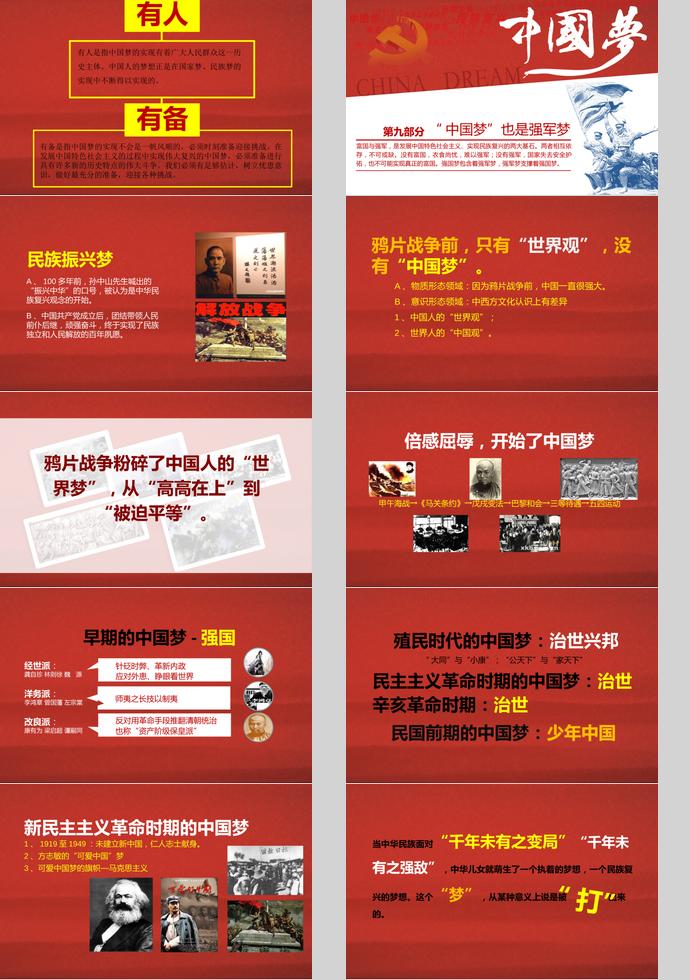 氣質紅中國夢學習ppt模板-4