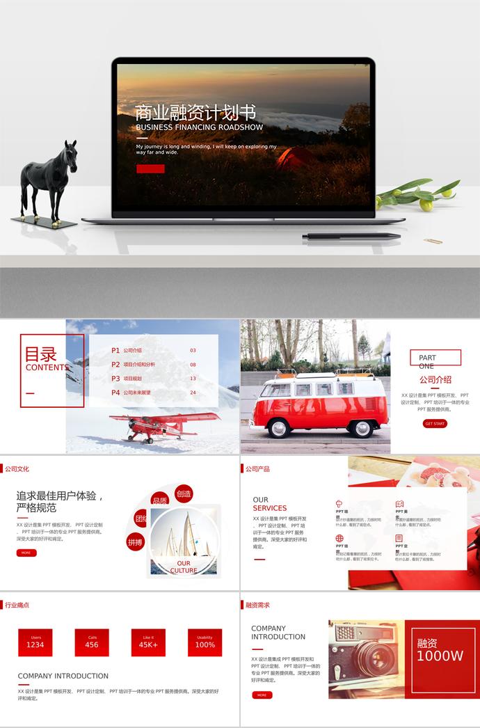 紅色熱情風(fēng)公司商業(yè)融資計劃書PPT模板