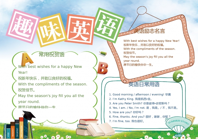 簡約清新趣味英語word小報