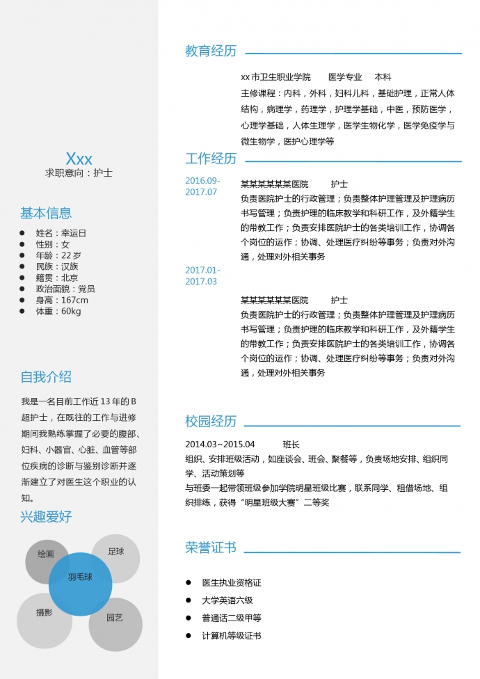 藍(lán)色時(shí)尚醫(yī)療封面科研護(hù)士簡(jiǎn)歷模板-1