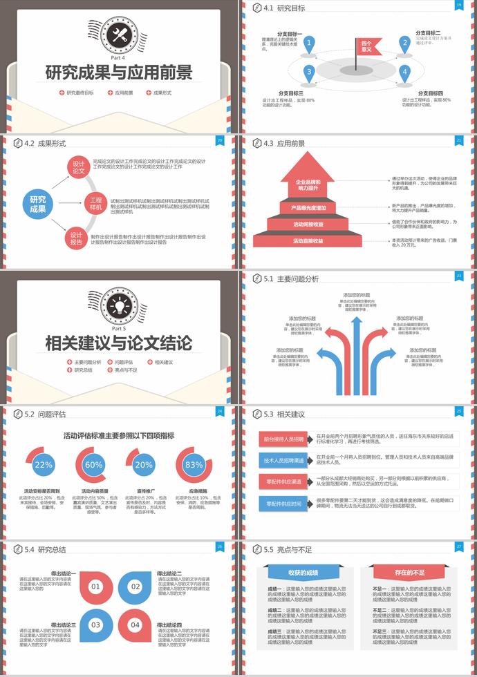 創意信件風格論文答辯PPT模板-2