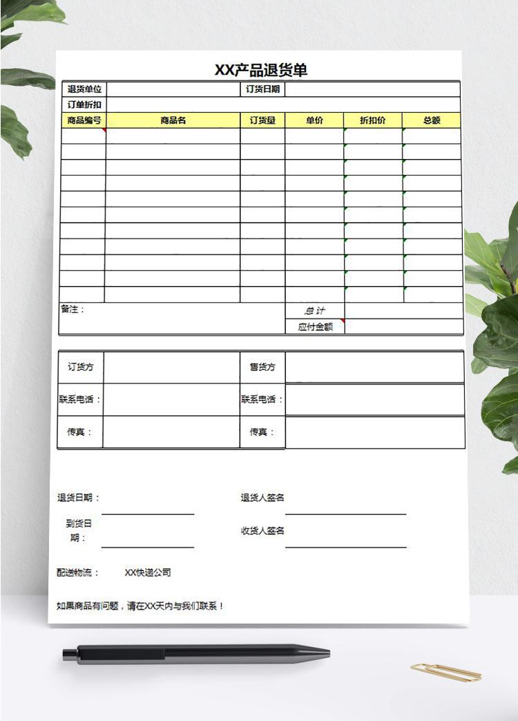 產品退貨單