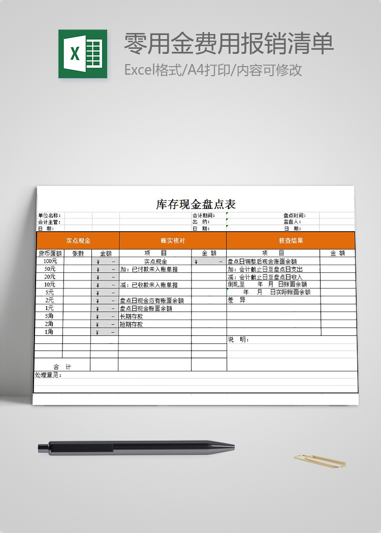 零用金費(fèi)用報銷清單