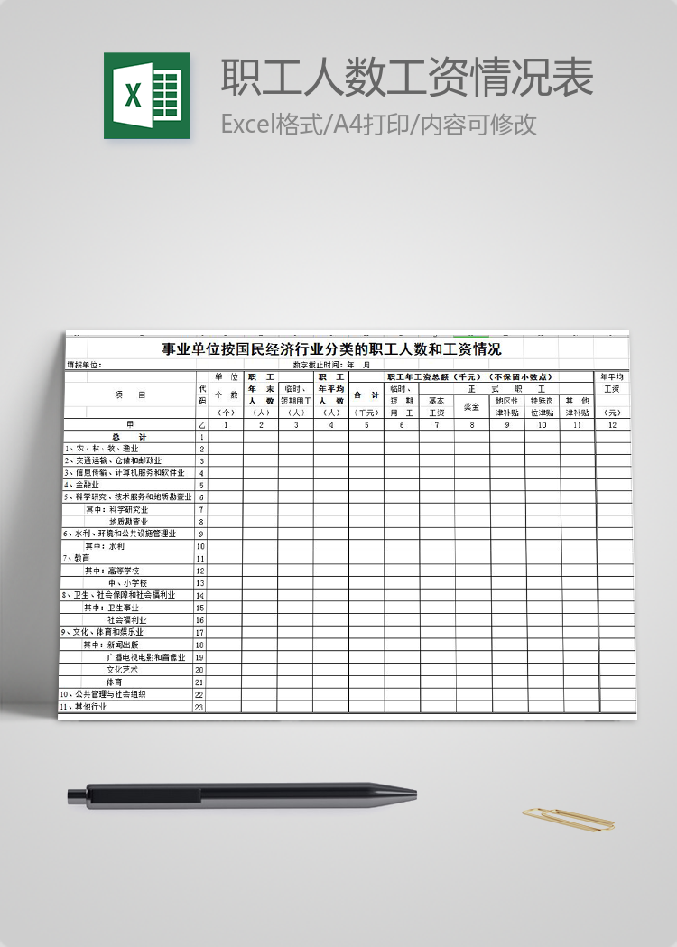 國民經濟行業分類職工人數和工資情況