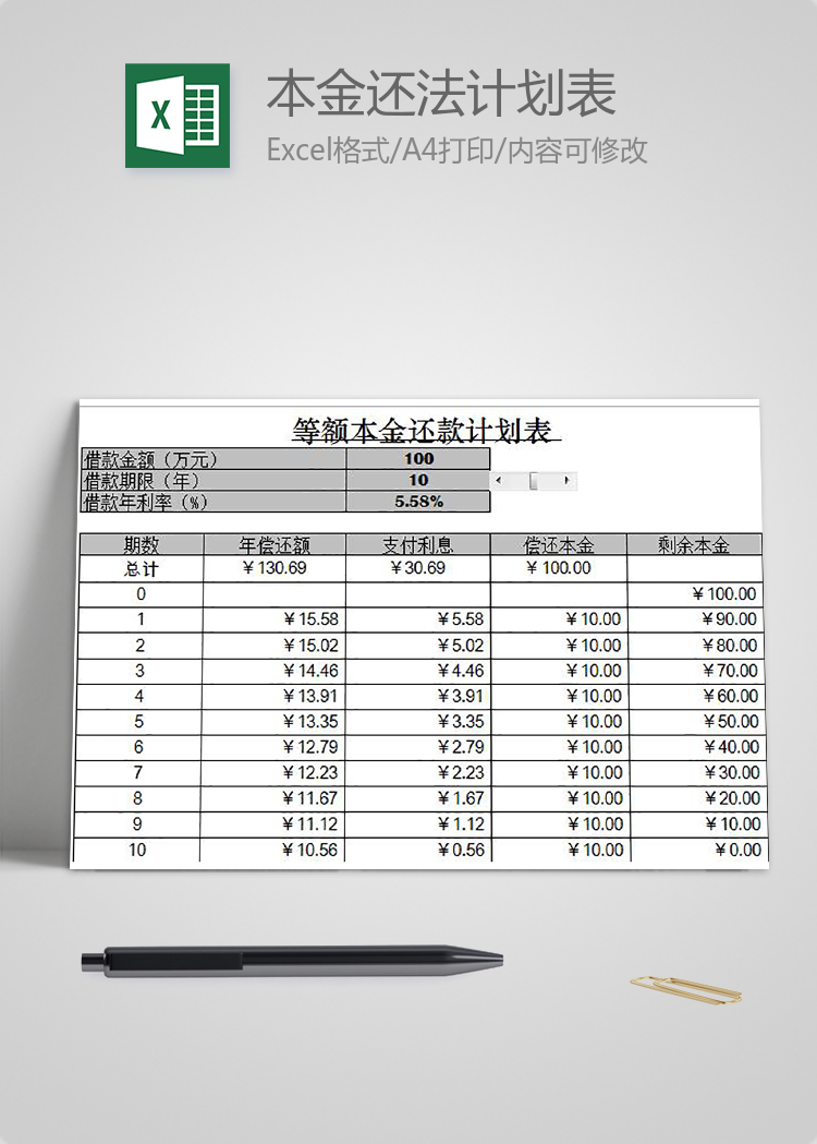 等額本金還法計(jì)劃表