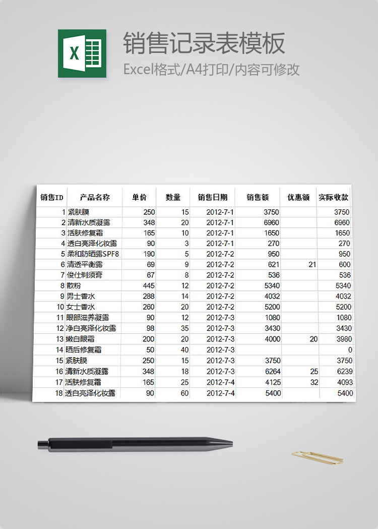對銷售記錄進行高級篩選表模板