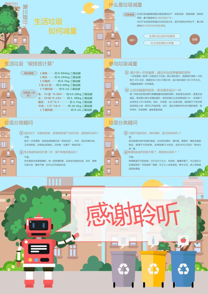 創(chuàng)意紅色機器人風格垃圾分類宣傳PPT模板-2