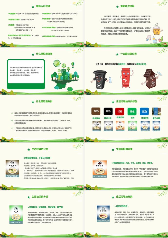 簡約小清新風(fēng)格愛護(hù)環(huán)境垃圾分類宣傳ppt模板-1