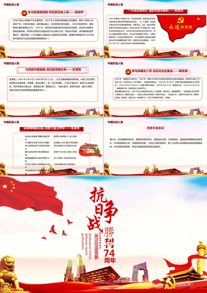 黨政風中國抗戰(zhàn)勝利主題PPT模板-3