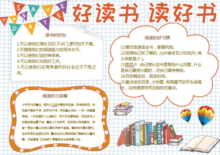 簡約大氣美觀好讀書讀好書小報word模板
