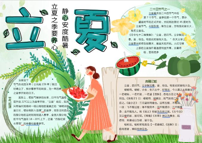 立夏手繪手抄報(bào)Word模板