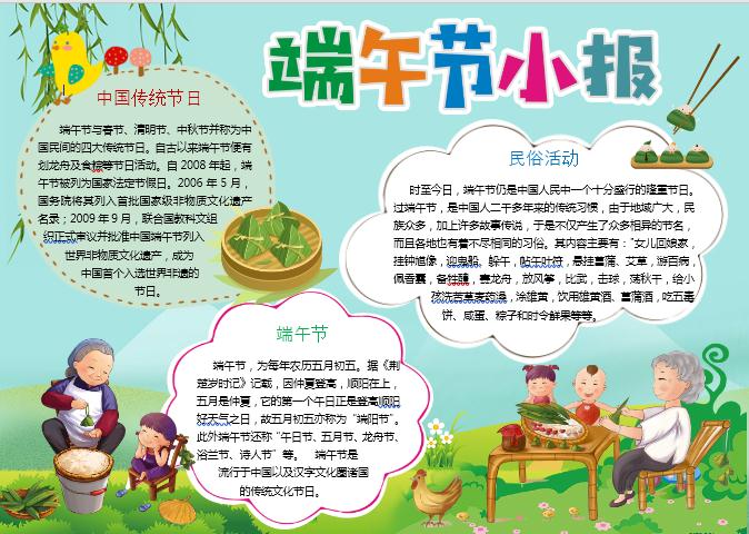 端午節紀念屈原小報手抄報word模板
