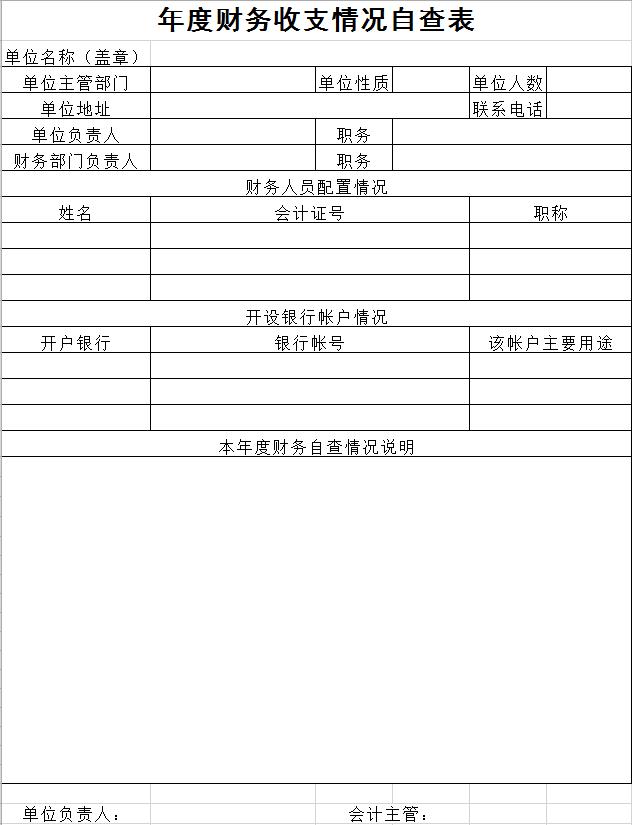 年度財(cái)務(wù)收支情況自查表
