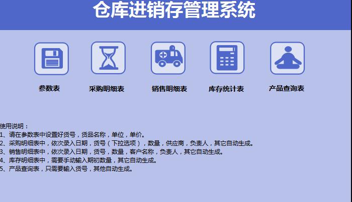 倉庫進銷存管理系統(tǒng)excel模板