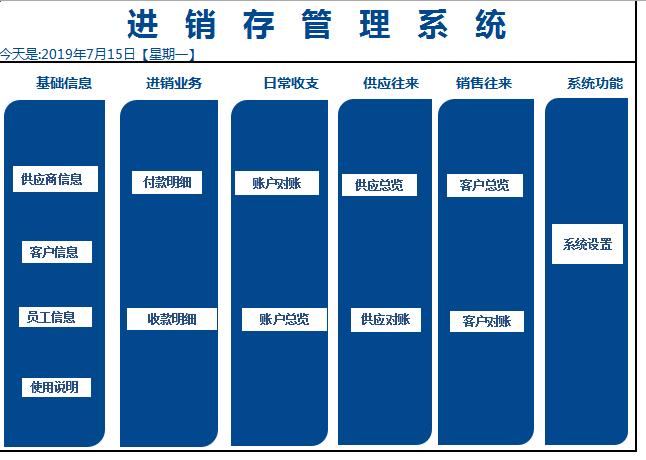 深藍(lán)色進(jìn)銷存管理系統(tǒng)excel模板