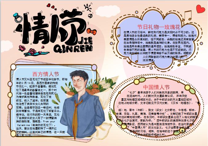 創(chuàng)意粉色情人節(jié)浪漫手抄報Word模板