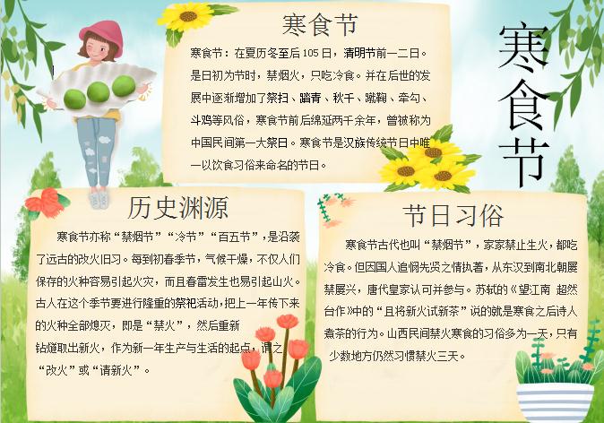 清新寒食節清明小報Word模板