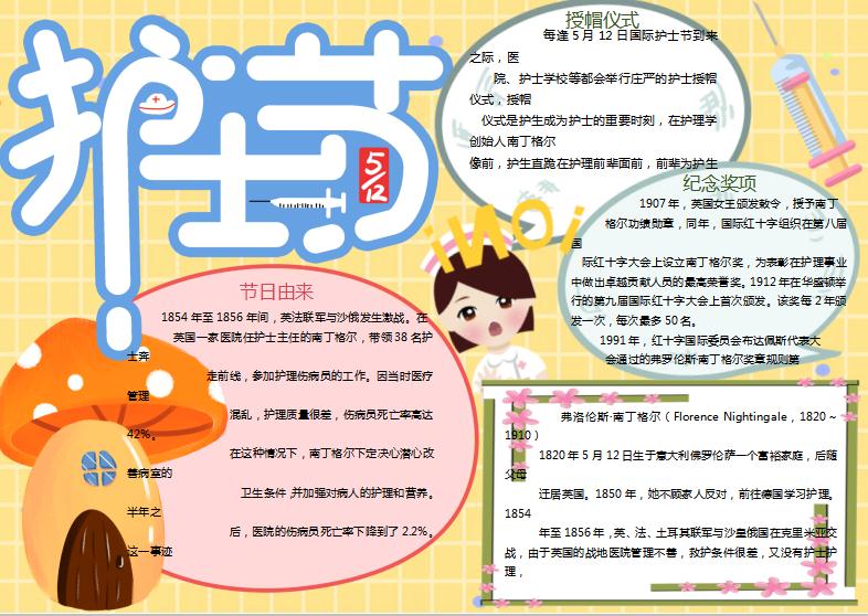 卡通可愛護士節手抄報