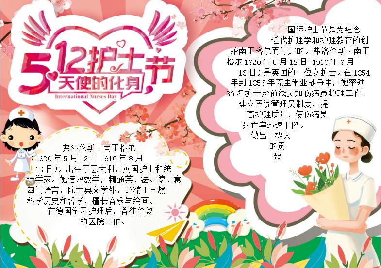 天使的化身護士節手抄報Word模板