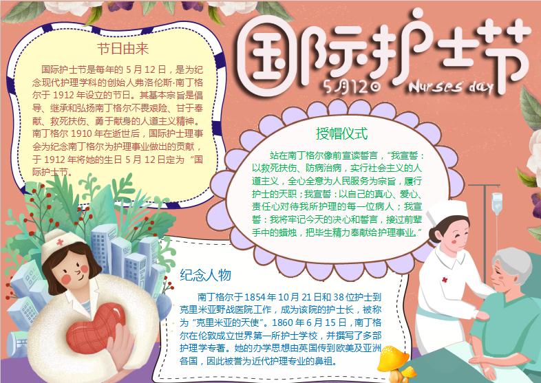 棗紅國際護士節(jié)手抄報Word模板