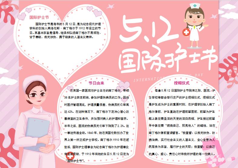 粉紫色溫馨風(fēng)格護(hù)士節(jié)手抄報模板