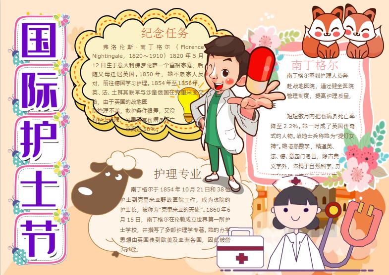 紫蘭色國際護士節手抄報Word模板