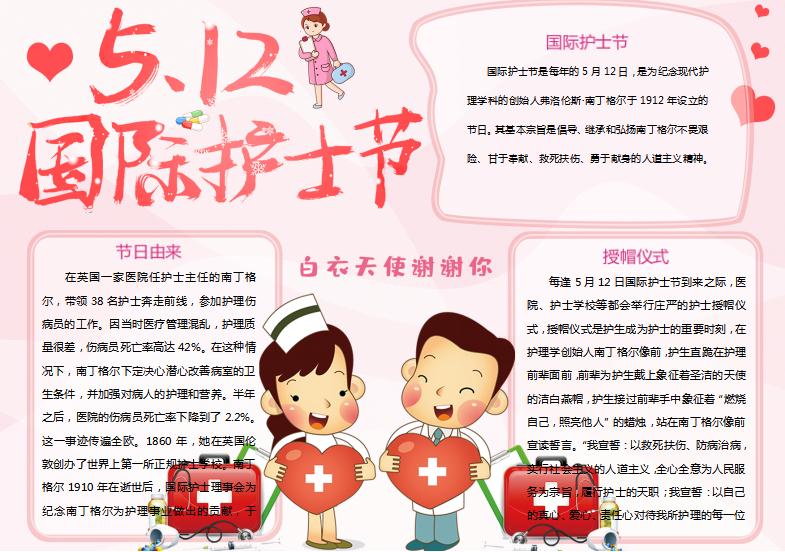 卡通可愛粉色護(hù)士節(jié)手抄報(bào)