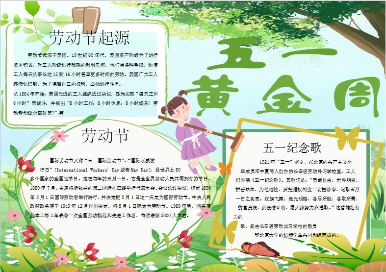 小清新五一勞動節手抄報Word模板