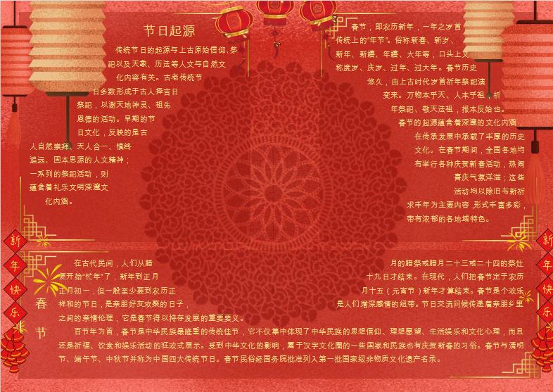 簡約喜慶春節小報Word模板