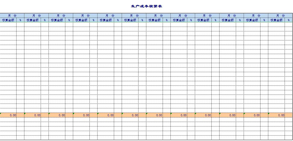 生產成本核算表excel模板