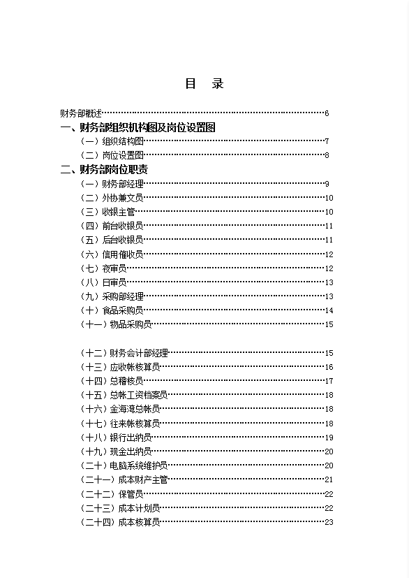 酒店財務部管理實務手冊全套