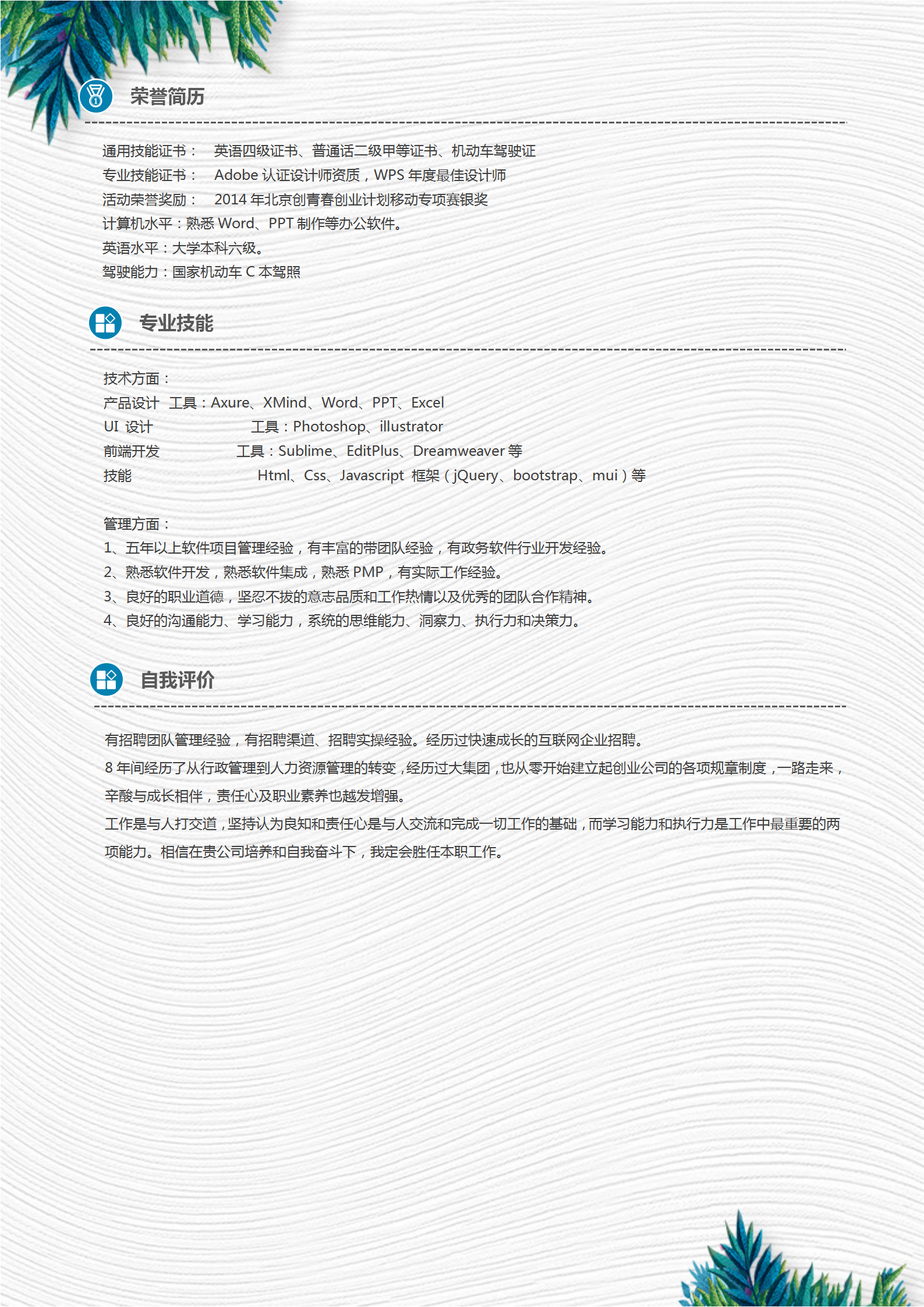 自薦信軟件產品經理封面簡歷-2