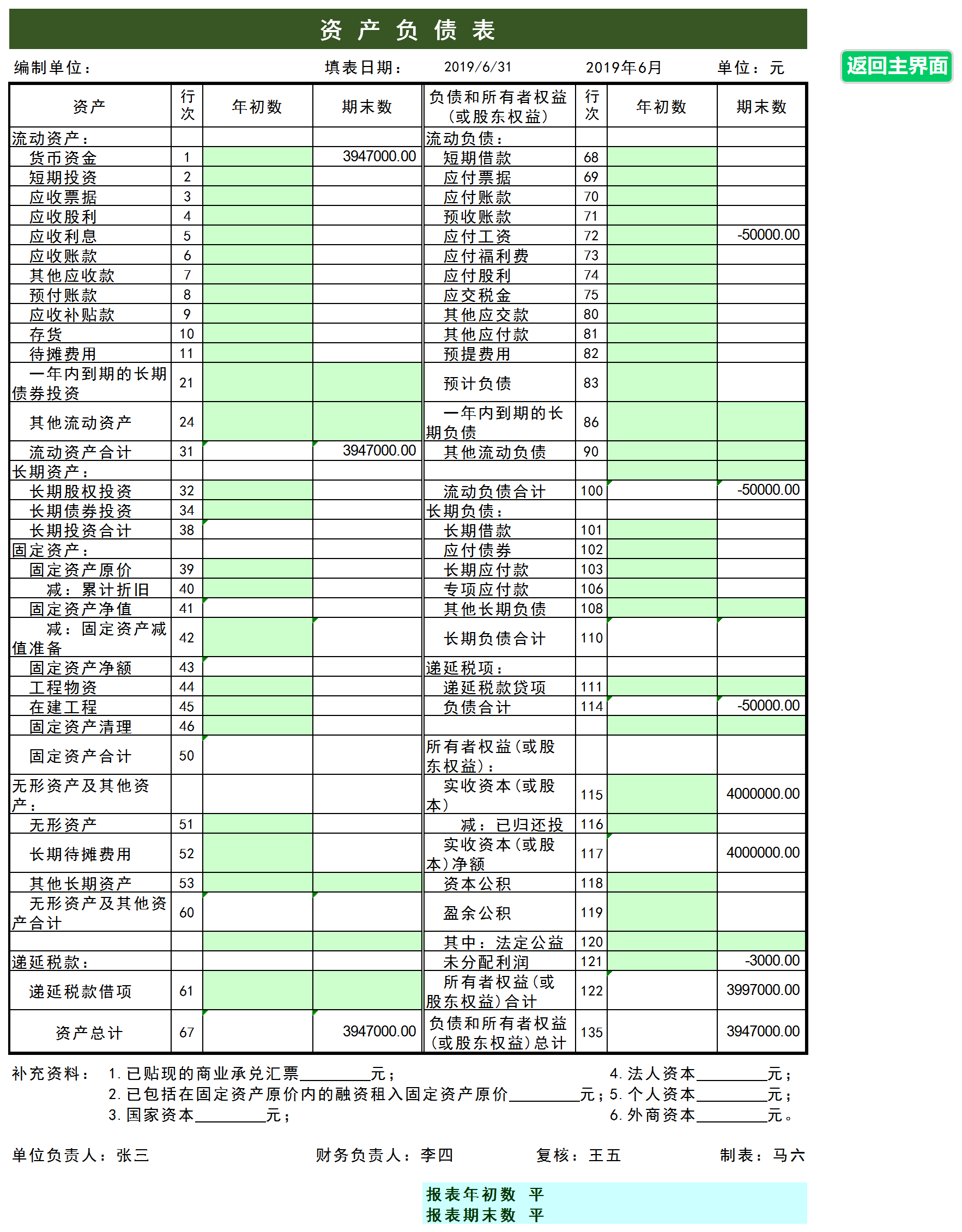 會計報表管理系統(tǒng)excel模板-1