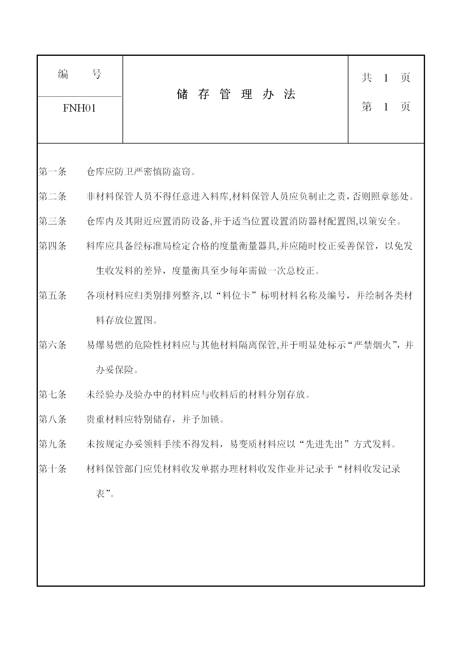 現(xiàn)代企業(yè)儲(chǔ)存管理?xiàng)l例word模板