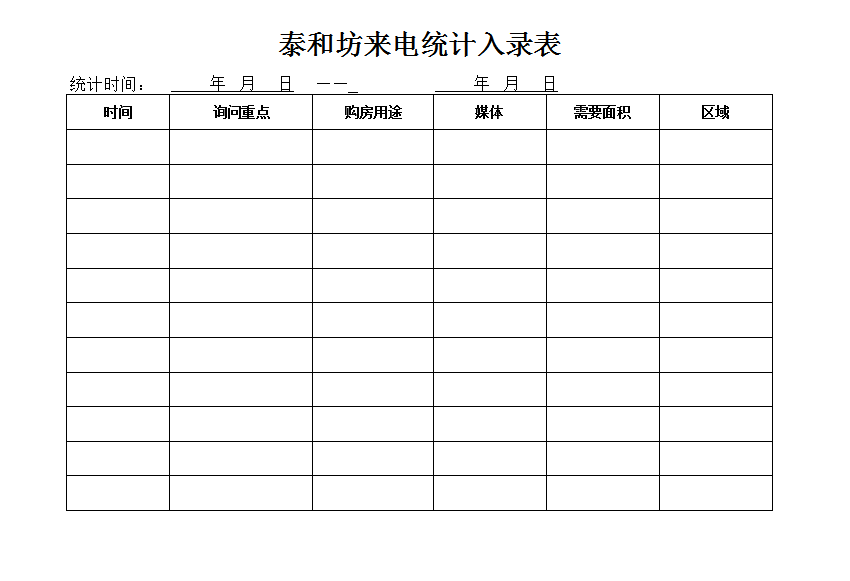 一周來電統(tǒng)計(jì)入錄表Excel模板