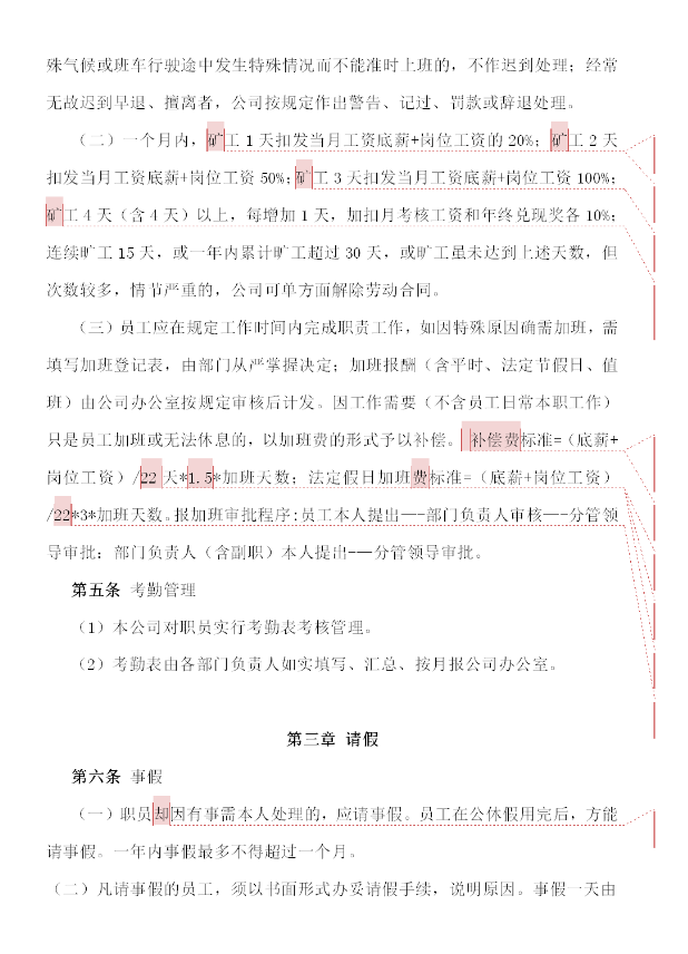 園林公司員工假期及考勤管理規定word模板-1