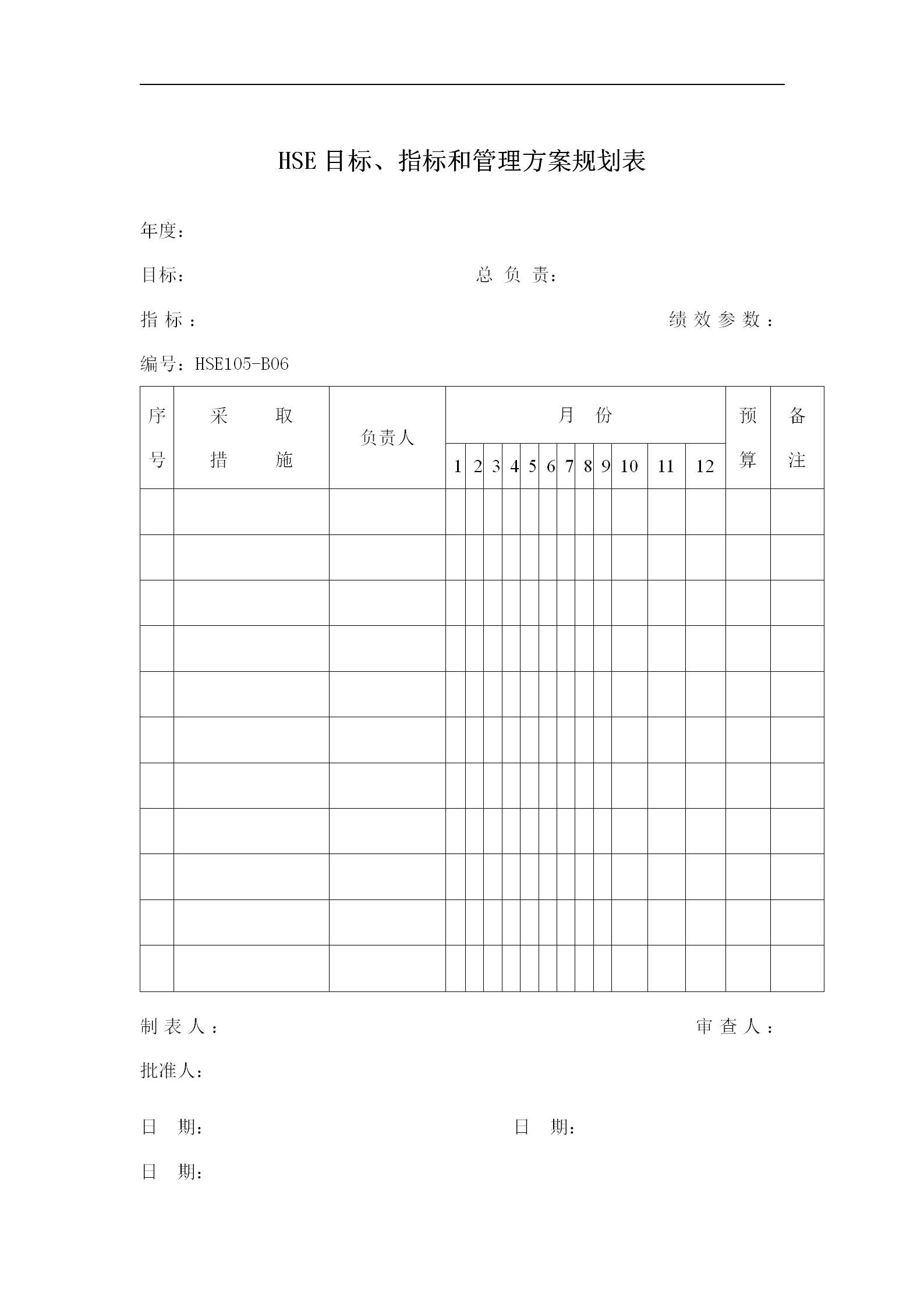 工廠安全生產表格匯總word模板