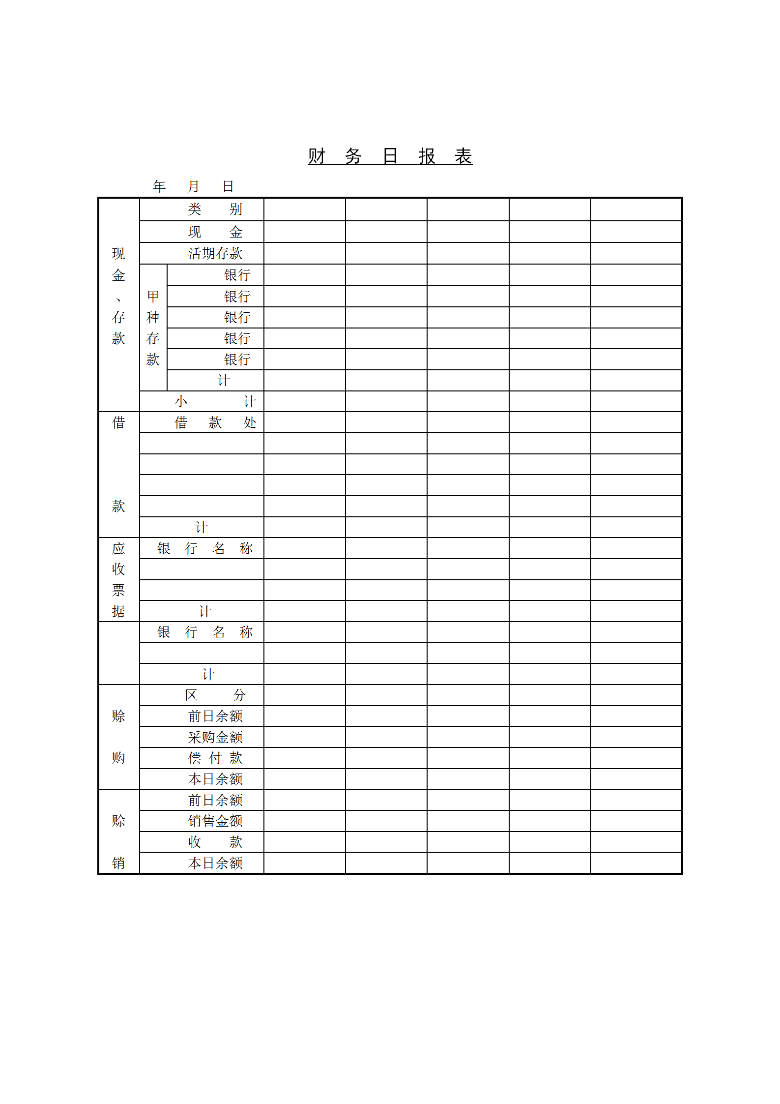 公司財(cái)務(wù)日統(tǒng)計(jì)報(bào)表word模板