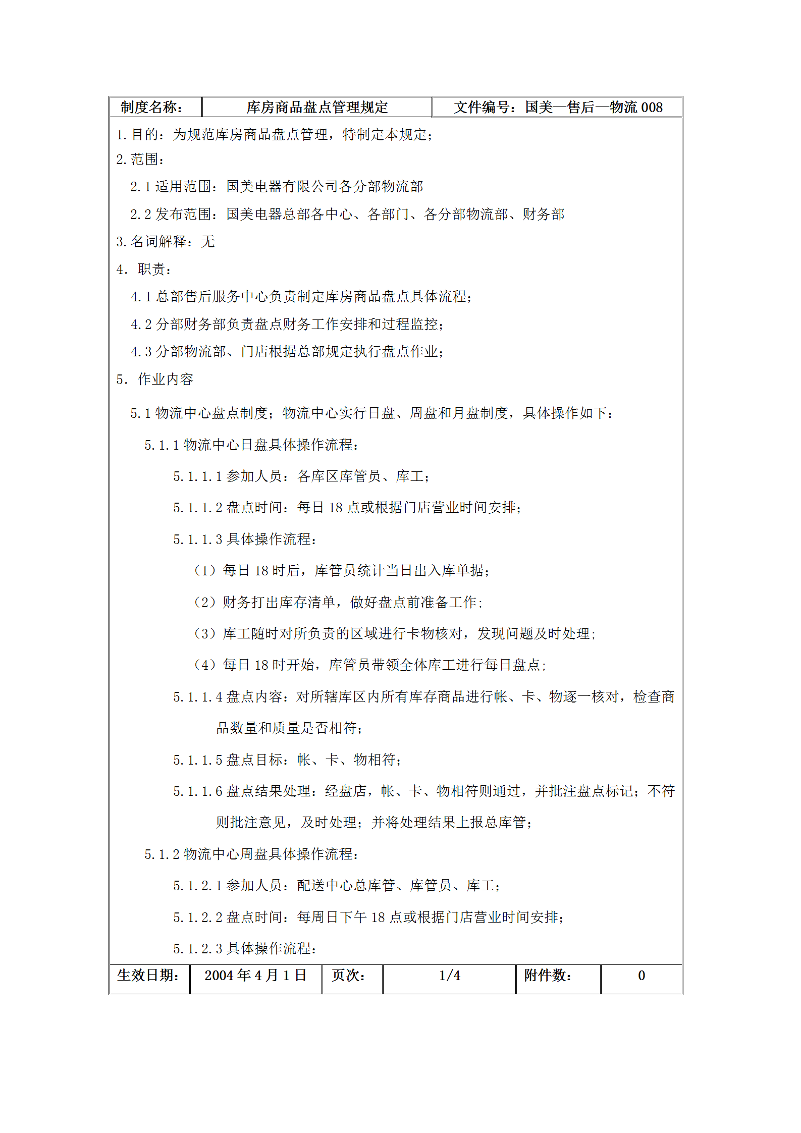 國美電器庫房商品盤點管理制度word模板-1