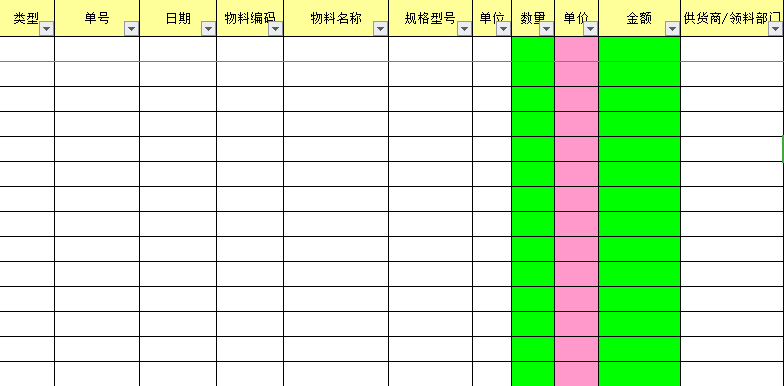 物料進(jìn)出倉(cāng)數(shù)據(jù)Excel模板