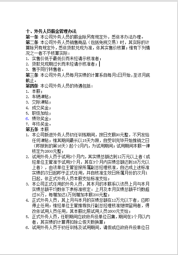 外務人員薪金管理辦法word模板