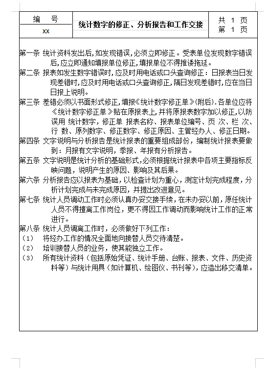 統(tǒng)計數(shù)字工作交接Word模板