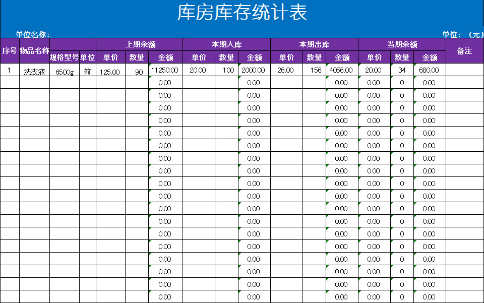 庫房庫存統(tǒng)計表