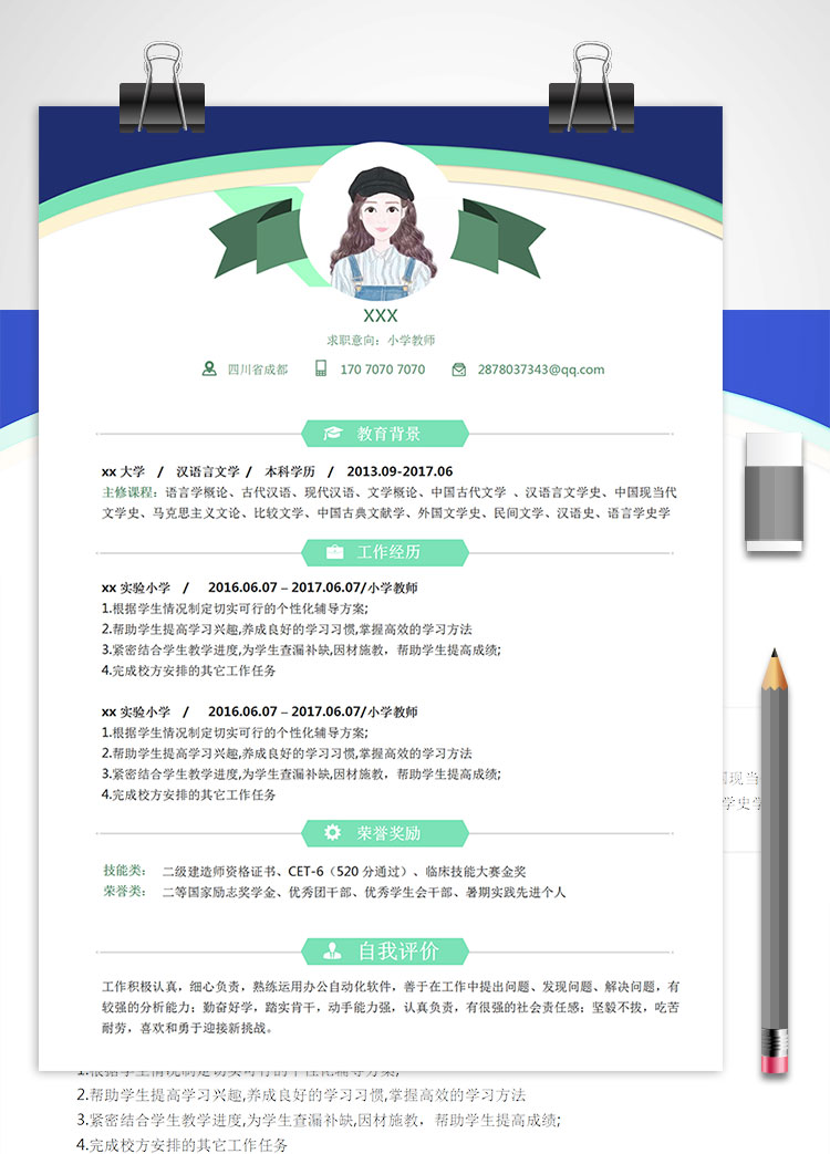 小學(xué)語文輔導(dǎo)教師個人簡歷模板